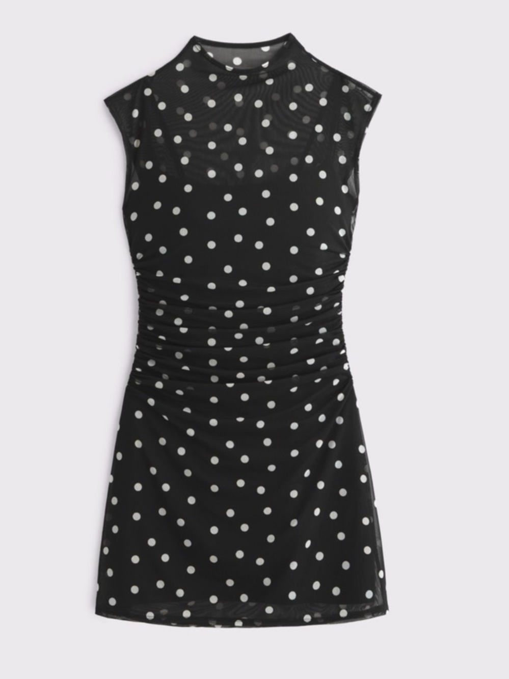 Abercrombie & Fitch Paloma Black Polka Dot Sleeveless Mock Neck Sheer Dress